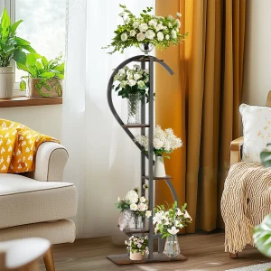 153CM Tall S-Shaped Vertical  Multilayer Plant Stand Wood and Metal