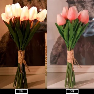 12 pcs  Artificial Tulip Flowers with LED Light
